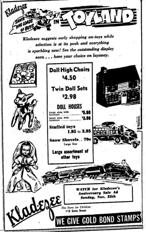 Wisconsin State Journal toy ads: 1950s